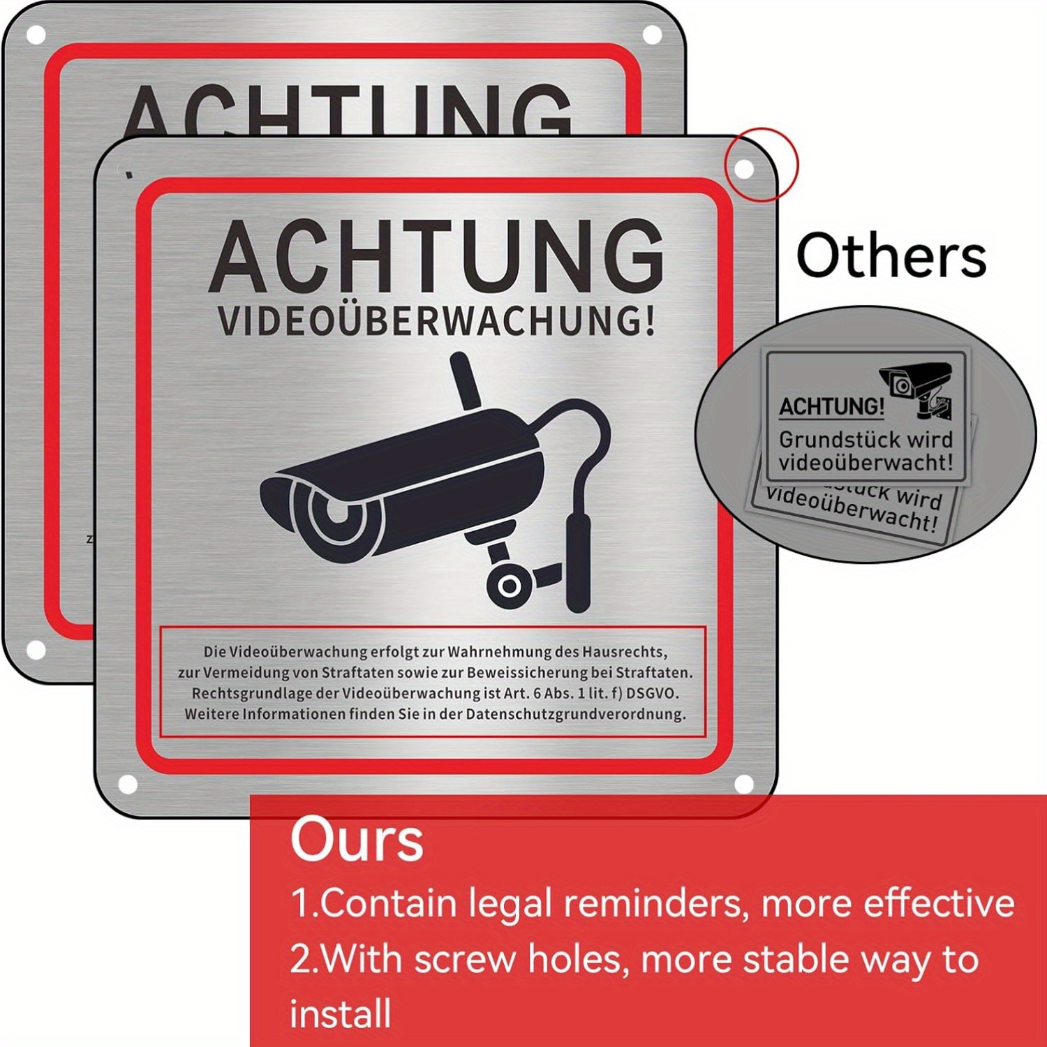 Home Security Panel - Aluminum Alloy Wall-Mounted Surveillance Camera Signage