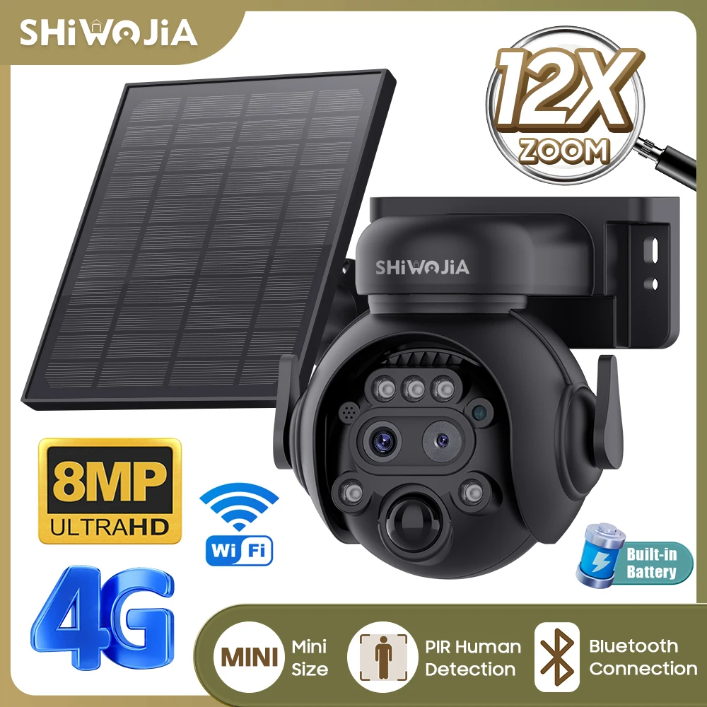 Home Security Panel - SHIWOJIA 12X Zoom 4G LTE Solar
