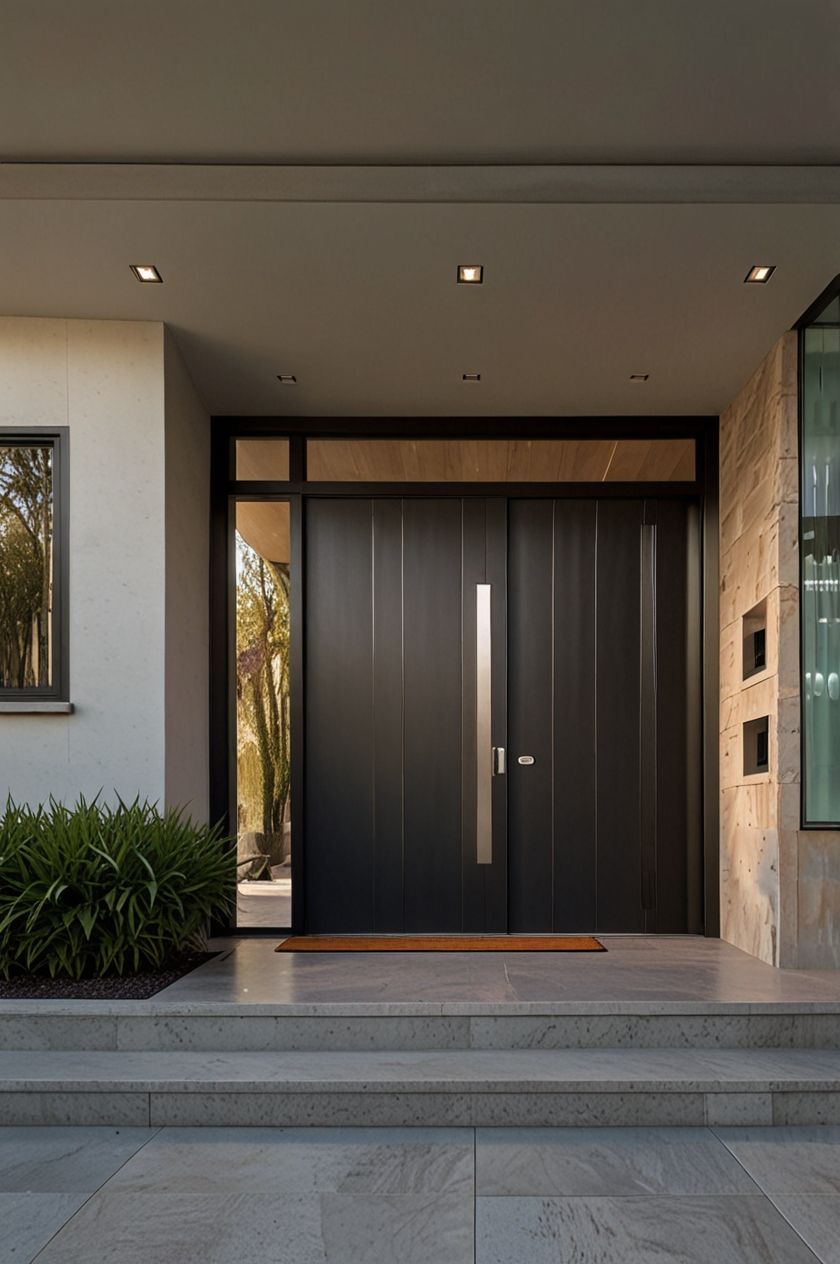 Home Security Front Door - Modern Contemporary Decorative Double Door Security