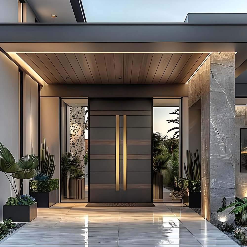 Home Security Front Door - Double Swing Casement Entrance Door Exterior