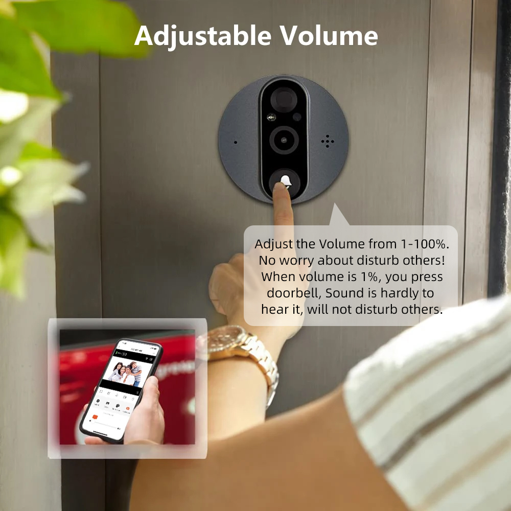 3MP WiFi Smart Tuya Peephole 5 - Home Security Bell のレビューと価格