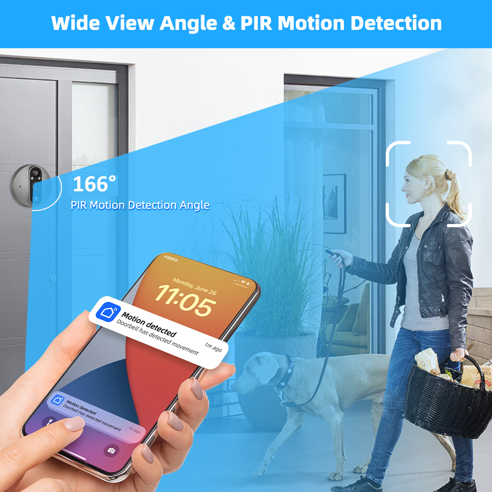 3MP WiFi Smart Tuya Peephole 5 - Home Security Bell のレビューと価格