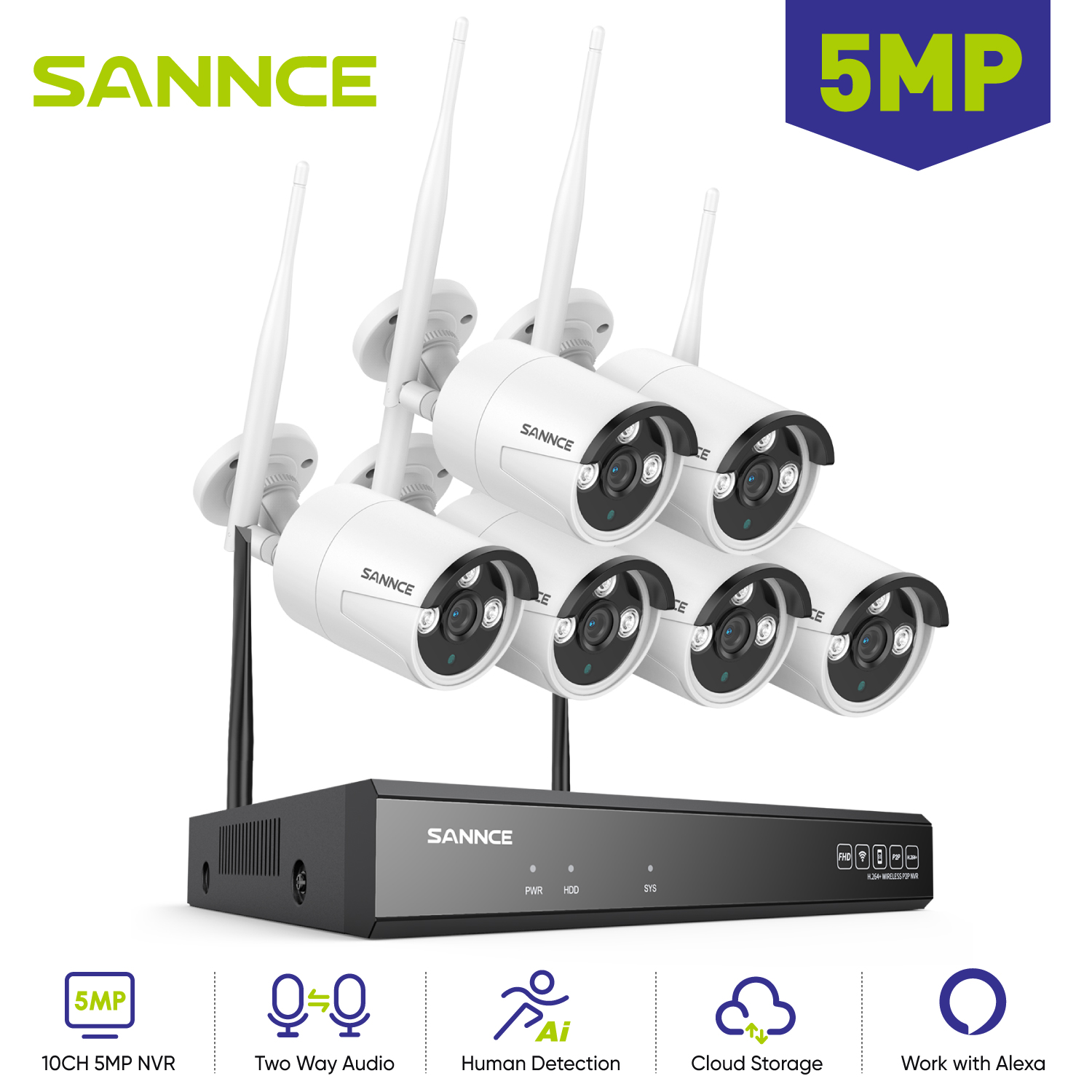 SANNCE 6PCS 5MP Wifi Camera IP - Home Security Panel のレビューと価格