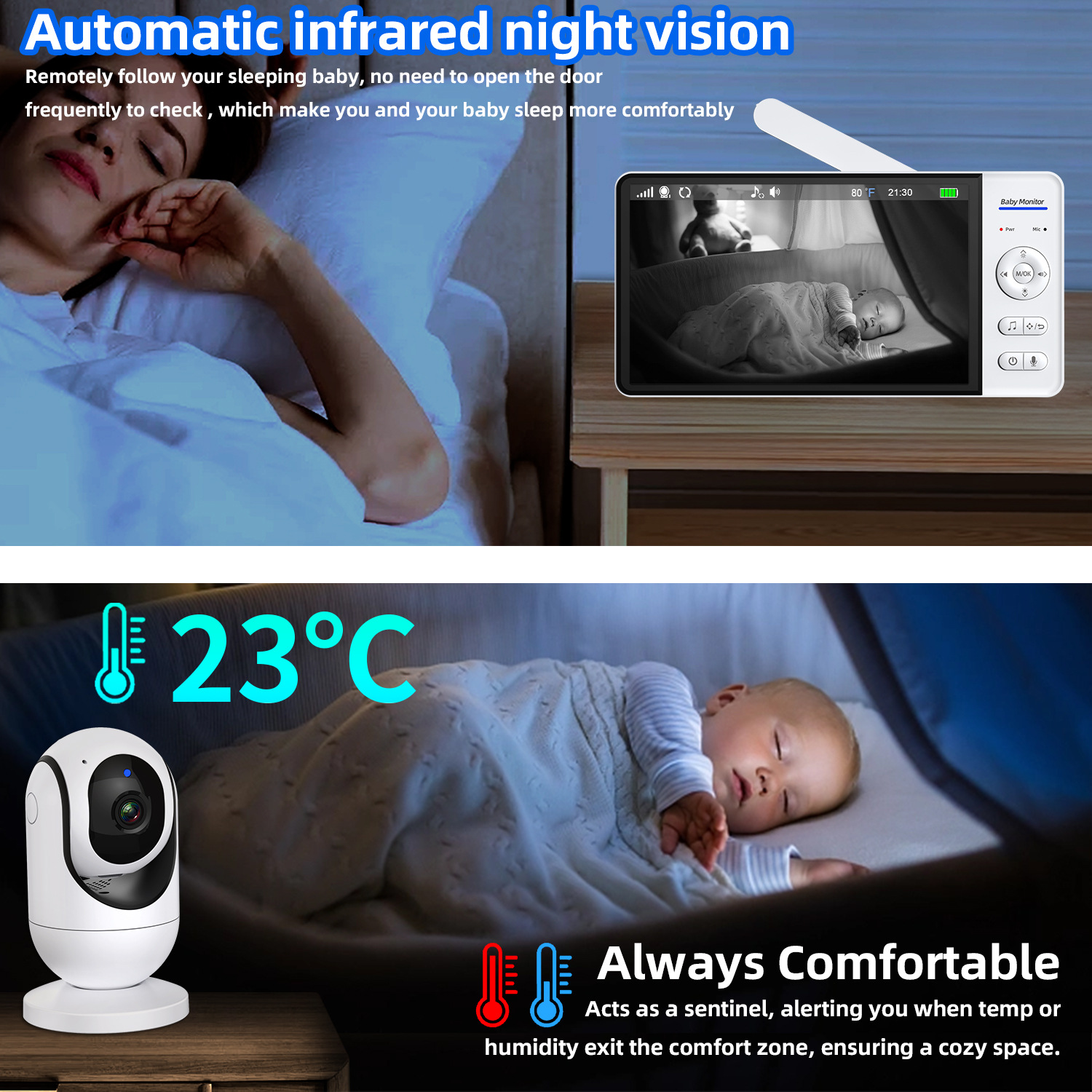 7 Inch Video Baby Monitor with - Home Security Video Cameras のレビューと価格