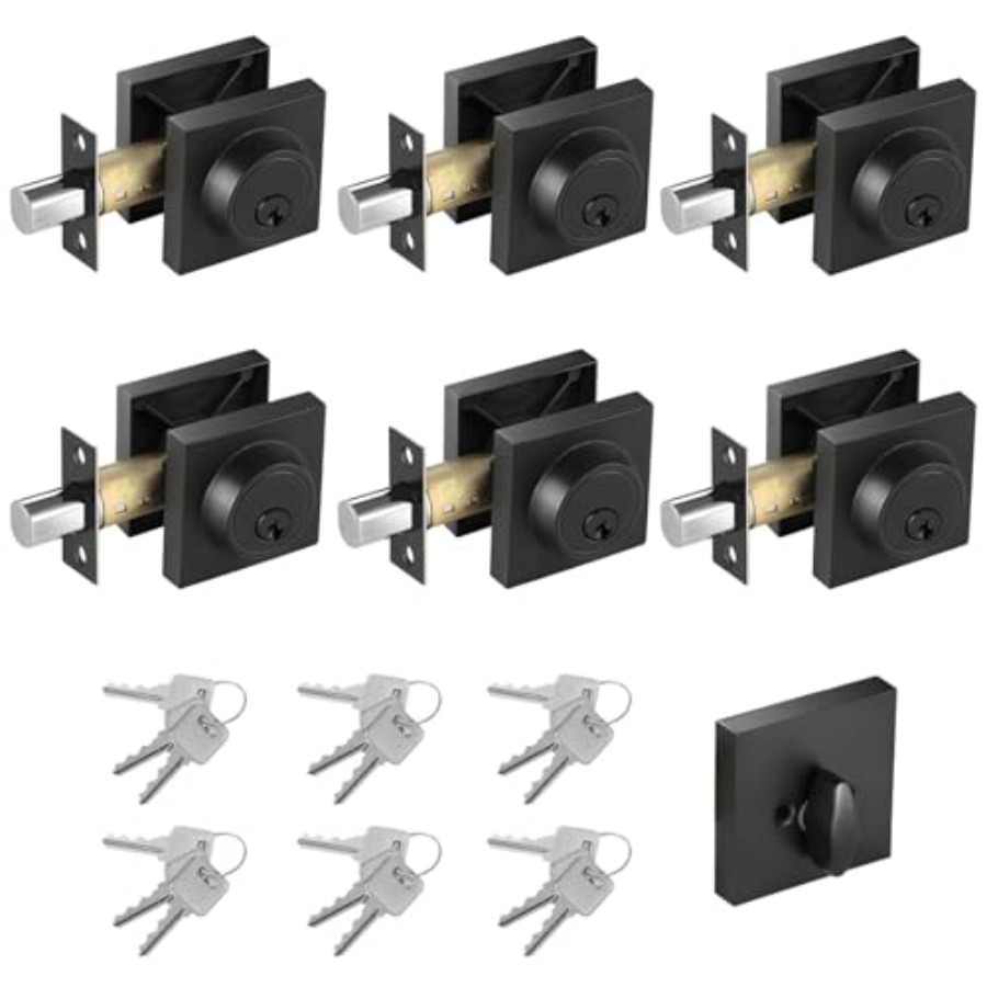 Matte Black Square Single Cyli - Home Security Front Door のレビューと価格