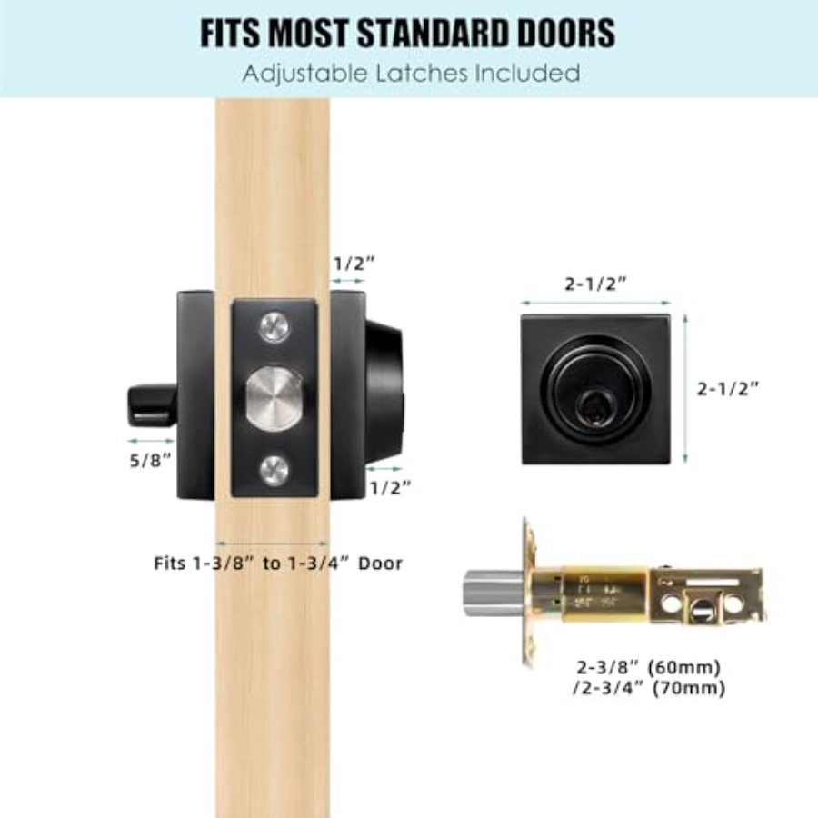 Matte Black Square Single Cyli - Home Security Front Door のレビューと価格