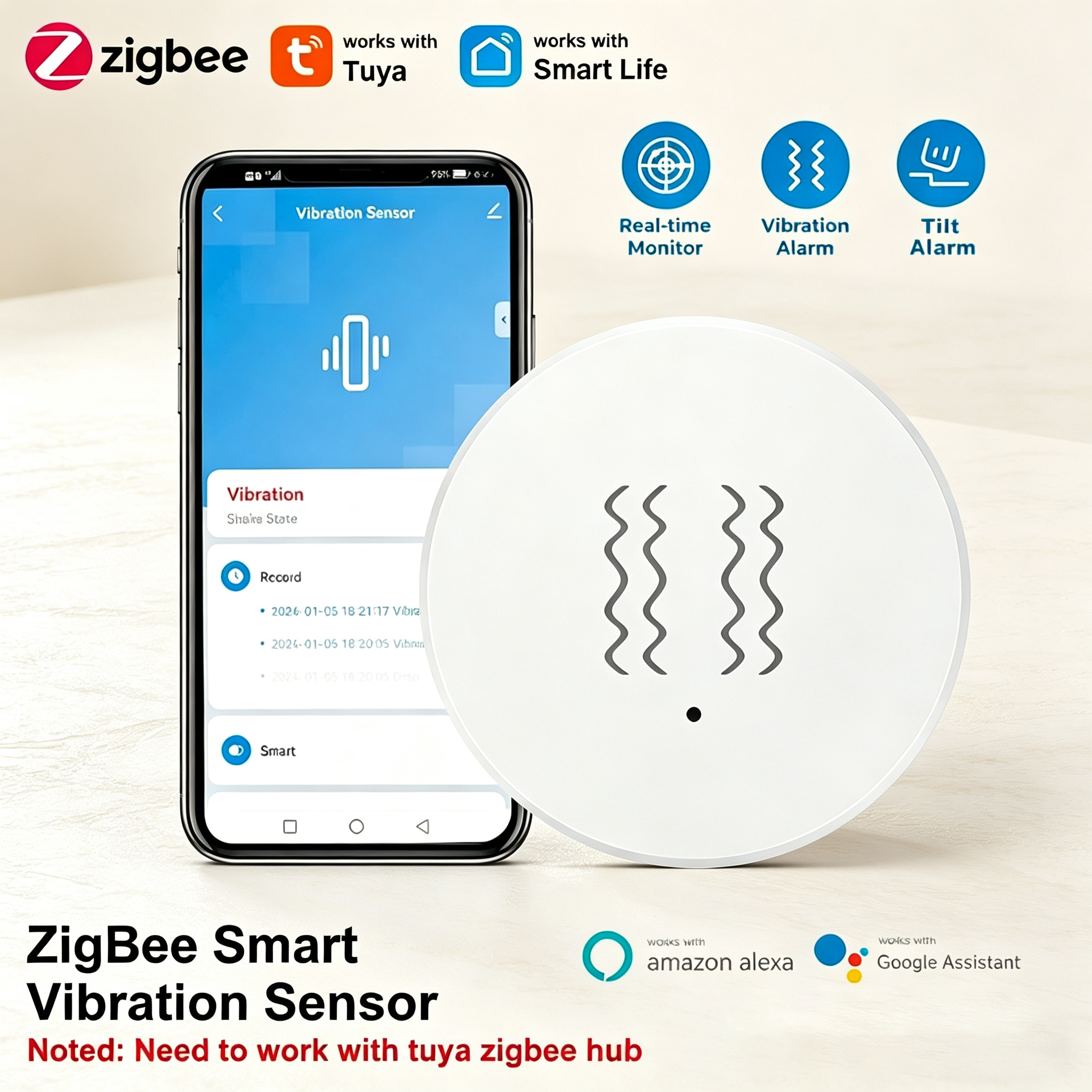 Tuya ZigBee Smart Vibration &  - Home Security Alarm System のレビューと価格