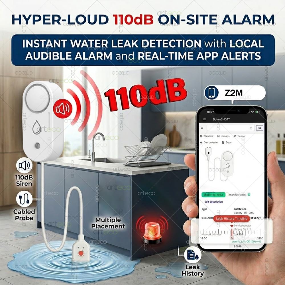 Zigbee Water Leak Detector Sma - Home Security Device のレビューと価格
