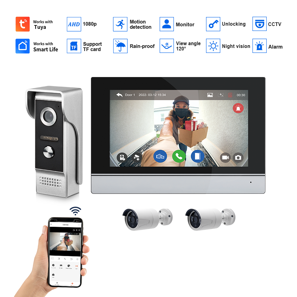 7Inch IPS Screen 2MP  Tuya Rem - Home Security Indoor Cameras のレビューと価格
