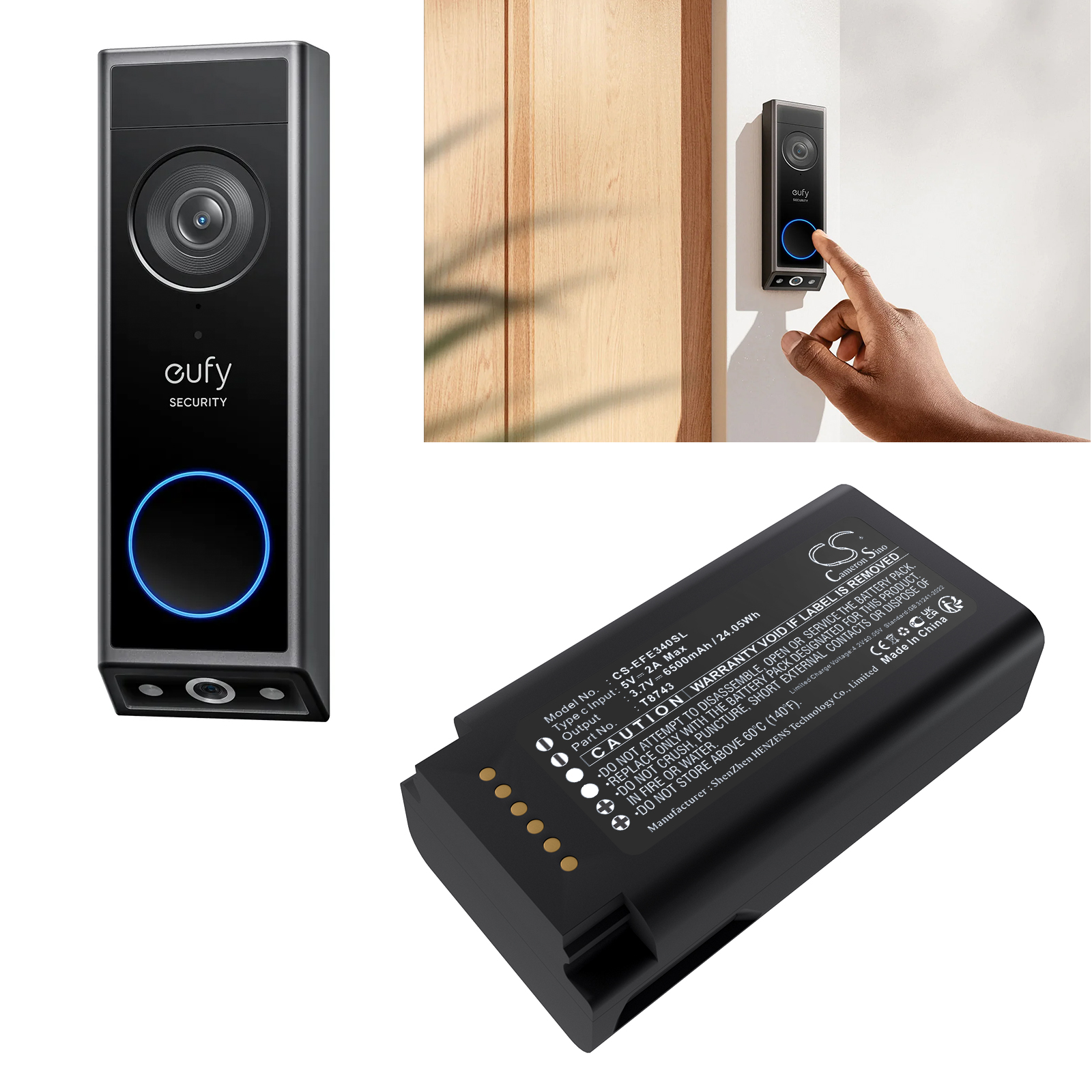 Replacement 3.7V 6500mAh Home  - Home Security Eufy のレビューと価格